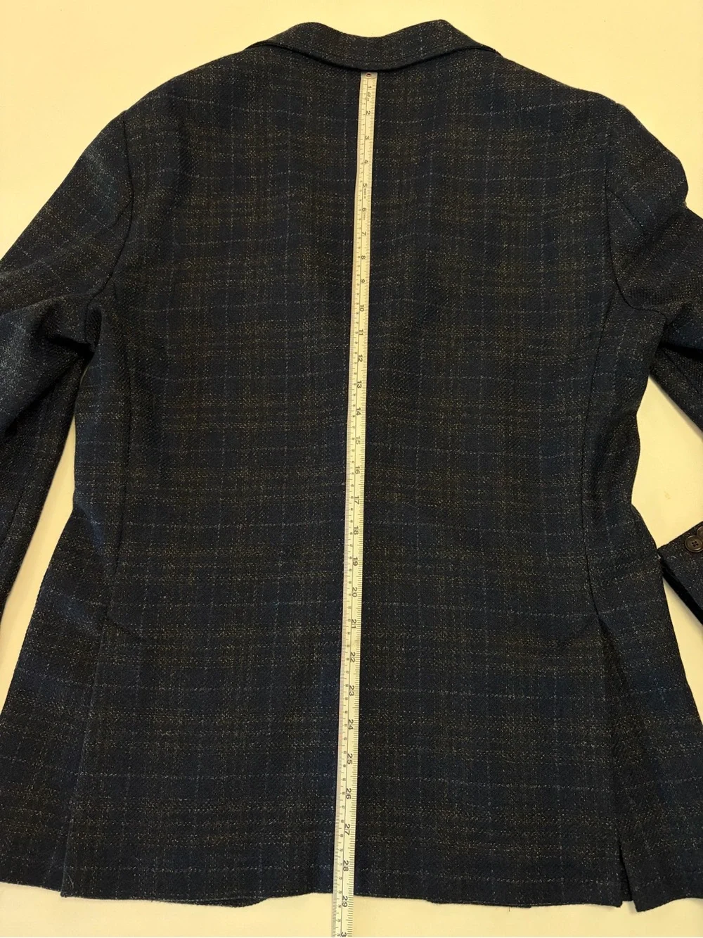 Men’s Luciano Barbera Dark Blue Plaid Sport Coat Size 52 (42 US) Made in Italy